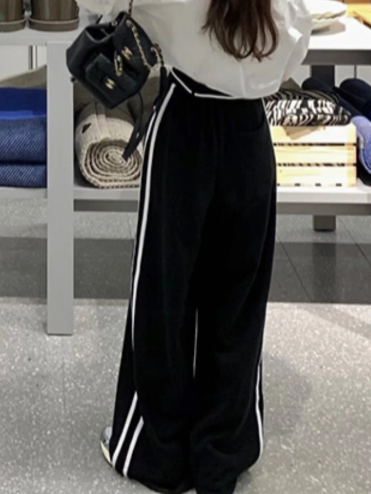 Plones Deportivos de Pierna Ancha para Mujer, Plones Casus de Cintura Alta con Drapeado para Otoño, Plones Dep...