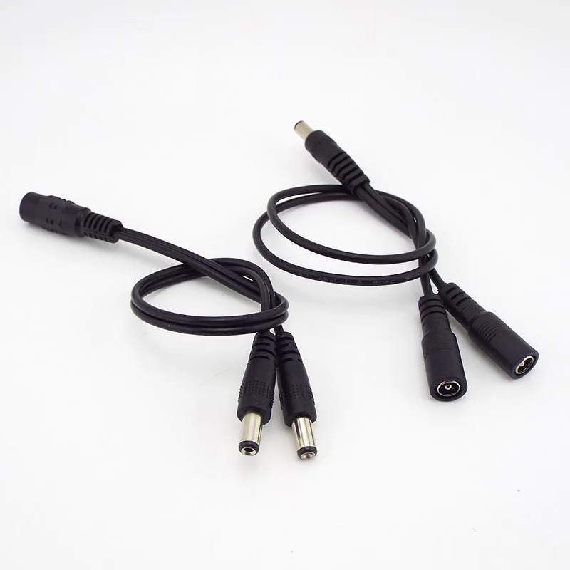 Kabel zasilający DC 1 żeński na 2 męski i 1 męski na 2 żeńskie złącze wtykowe Jack złącze rozdzielacz kabel zasilający do taśmy LED kamera telewizji przemysłowej