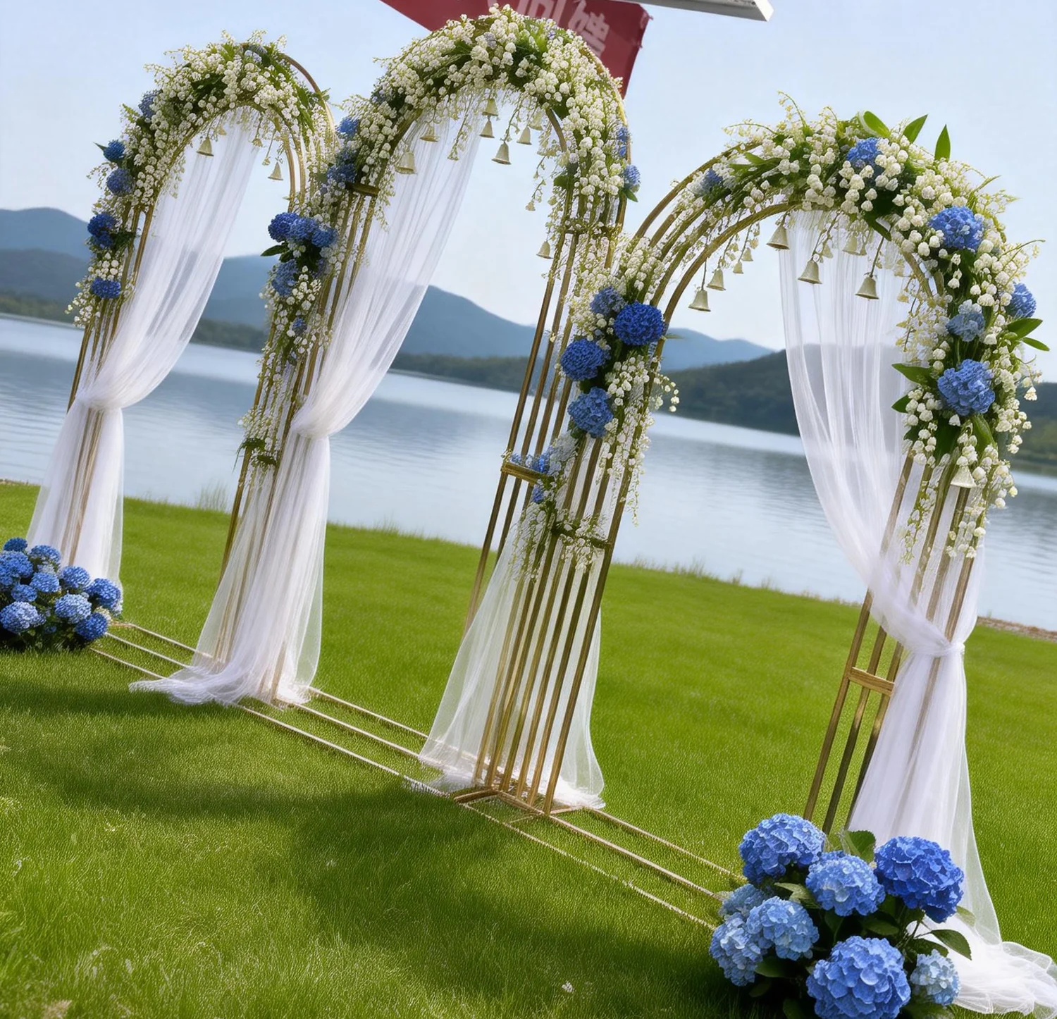 3/5 Stück goldener schmiedeeiserner Blumenbogen für Hochzeiten, Party- und Event-Hintergrunddekoration, gebogener Metallbogenständer – Detail 5