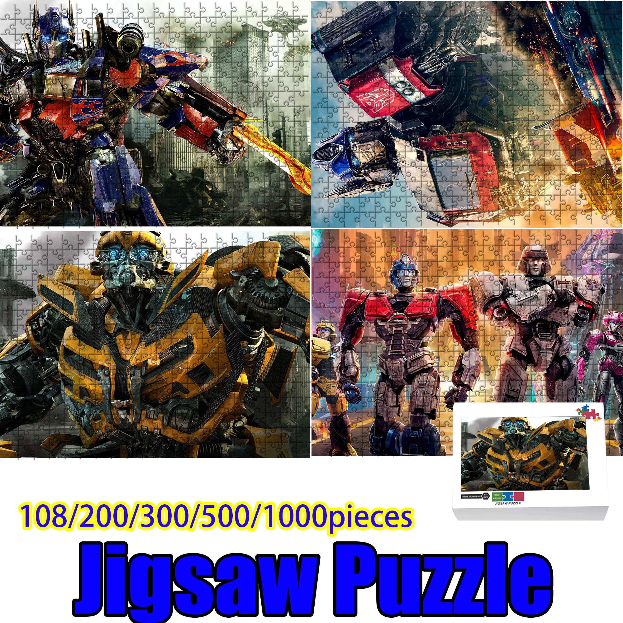 

Transformers Themed Jigsaw Puzzle, 108-1000 Pcs Wooden Puzzle, Optimus Prime & Bumblebee Design, High Quality Wood, Unique Gift