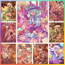 Witch Colorful Girl 5D DIY Art Diamond Painting Cross Stitch Mosaic Embroidery Element Crafts Kids Room Decor Sale Set Gift