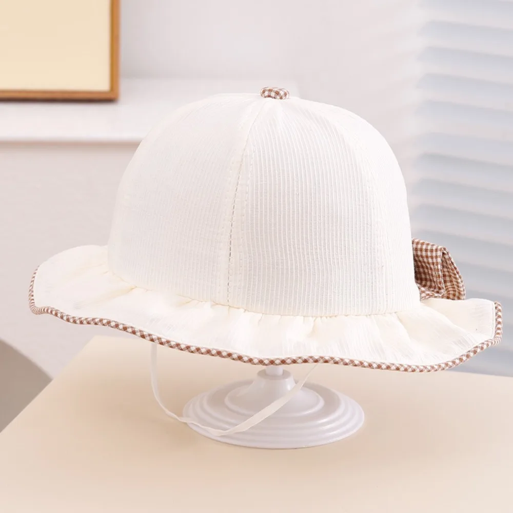 

Летняя детская шляпа с защитой от ультрафиолета и солнцезащитным козырьком, детская кепка-ведро с широкими полями и бантом, хлопковая детская рыбацкая шляпа для малышей