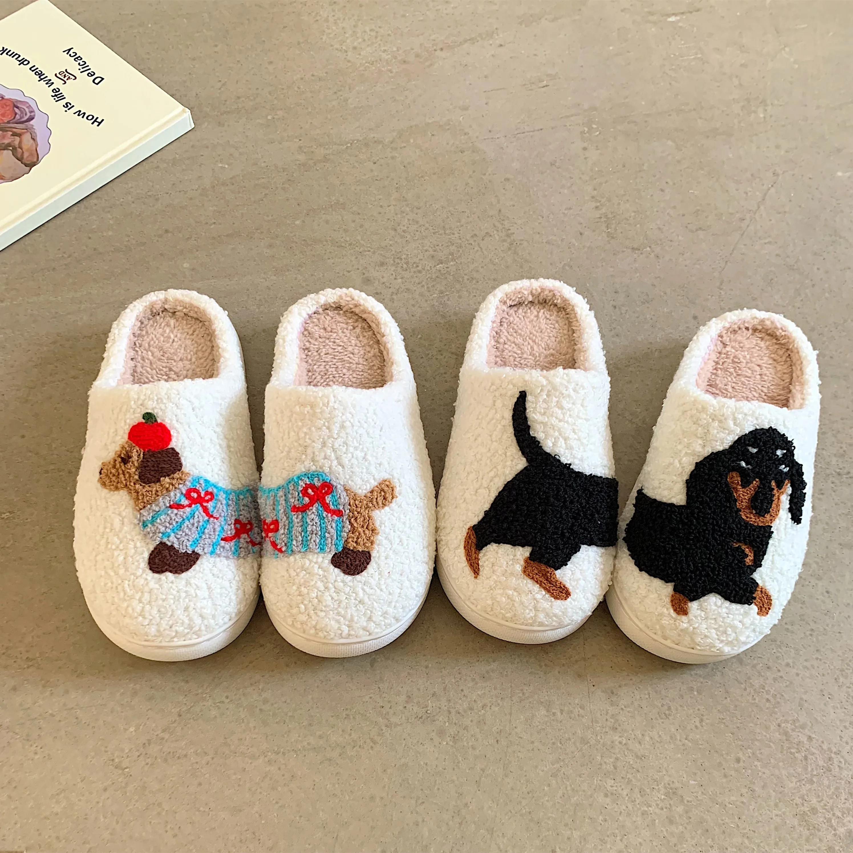 chinelo-de-algodao-feminino-quente-e-antiderrapante-com-bico-coberto-estampa-de-cachorro-dachshund-fofo-para-outono-inverno