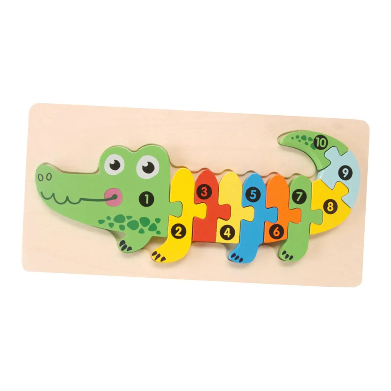 Colorful Wooden Animals Puzzle Wooden Crocodile Number Puzzle for Kids Gifts