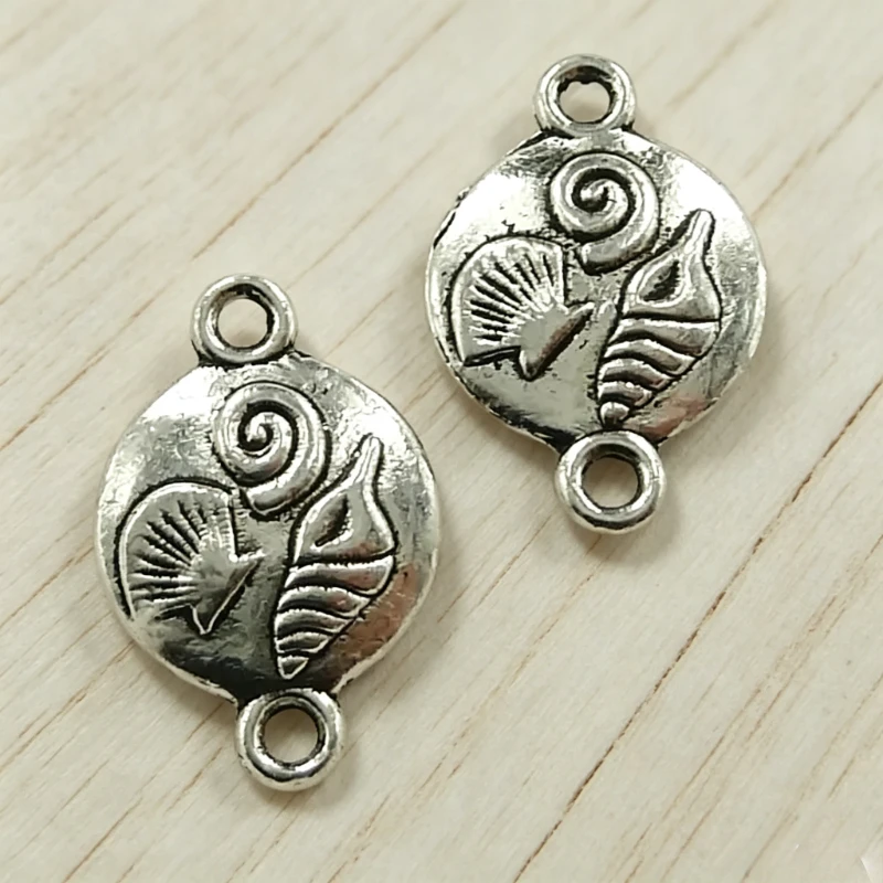80 Stück antiksilberfarbene Muschelverbinder mit zwei Löchern, 23 x 15 mm # 840 für DIY-Halsketten, Ohrringe und Schmuckherstellung – Detail 1