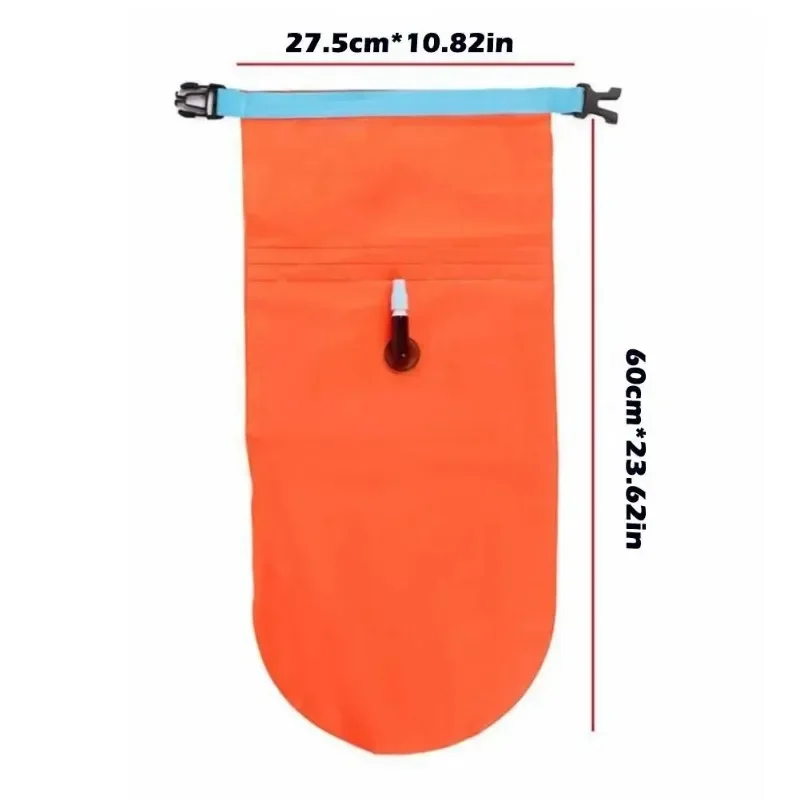 Opblaasbare open zwemboei Tow Float Dry Bag Dubbele airbag met heupriem voor watersport Zwemmen Opslag Float Tools