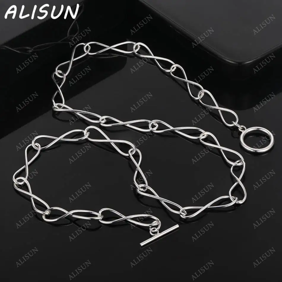 

ALISUN 925 Sterling Silver 50cm Simple Chain Necklace For Women Man Charm Trend Birthday Gifts Fashion Party Fine Jewelry