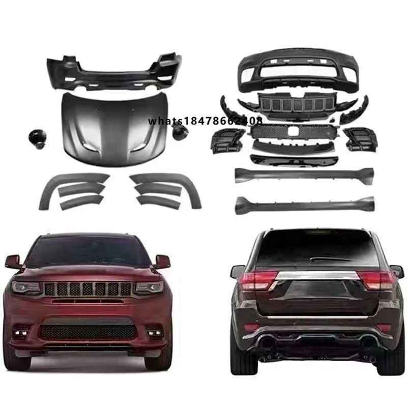

Car Bumpers for Grand Cherokee 2017-2021 Year Facelift to SRT Model with Front Bumpers Grilles Rear Diffuser Hood