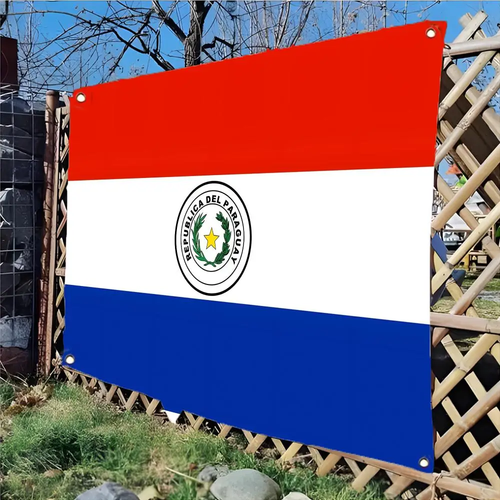 Flag of Paraguay Flags Daily four ring borderless design indoor outdoor decor easy hang install