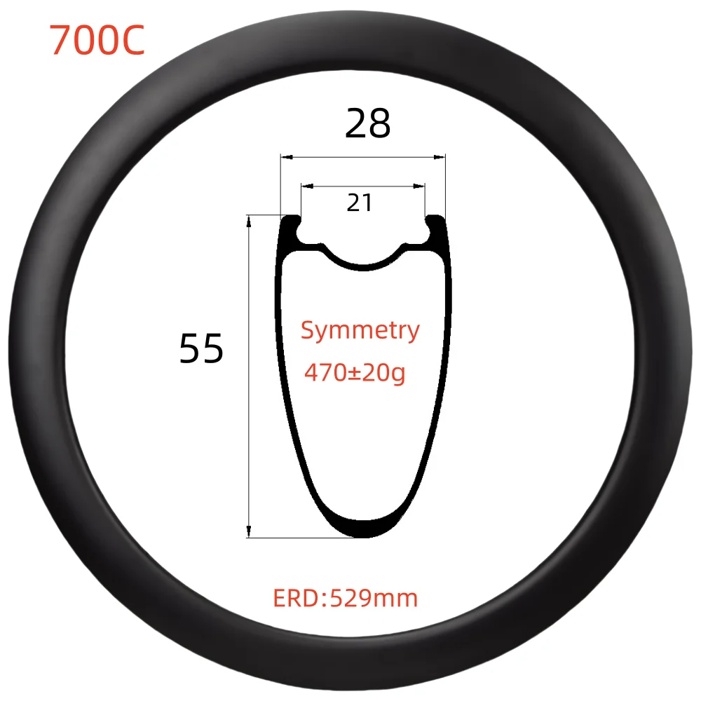 700C Carbon Rims 28mm Wide 55mm Depth Super Light Carbon Rims UD Tubeless Carbon Rims