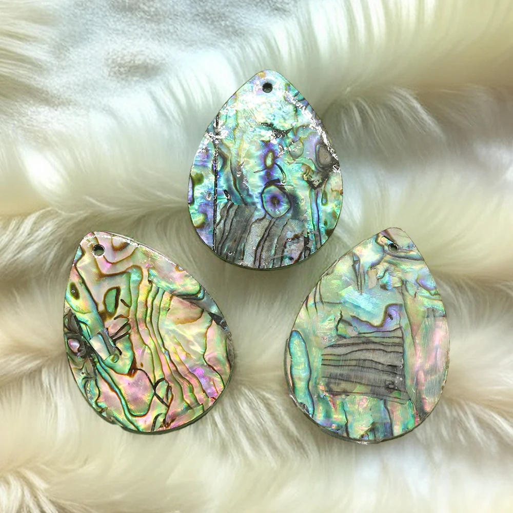 Vintage Colored Natural Abalone Shell Pendants Water Drop Charms Beach Rainbow Shell Beads Pendants for Jewelry Making Necklace