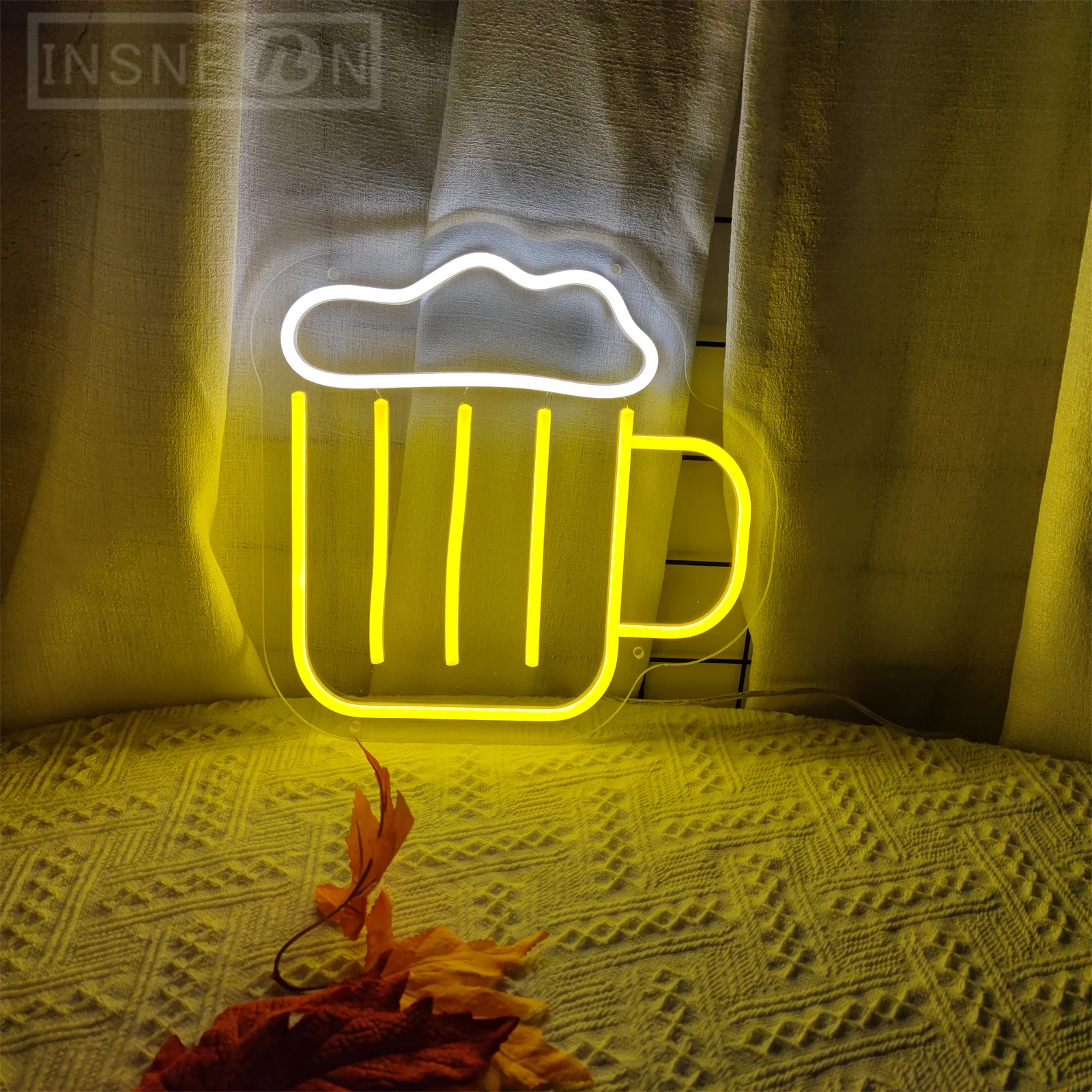 Beer Cup Neon Sign for Bar Party Club Business Neon Lights Room Wall Art Decor Neon Signs Bedroom Aesthetic Decorations LED Sign