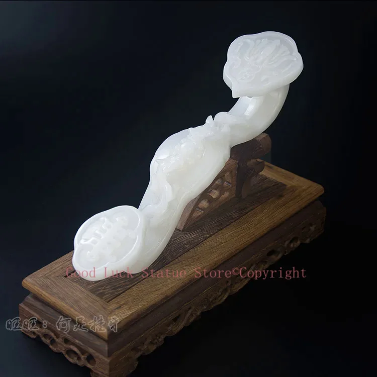 TOP GOOD office home Mascot efficacious Talisman Money Drawing Fortune WHITE JADE RUYI FENG SHUI Sculpture statue