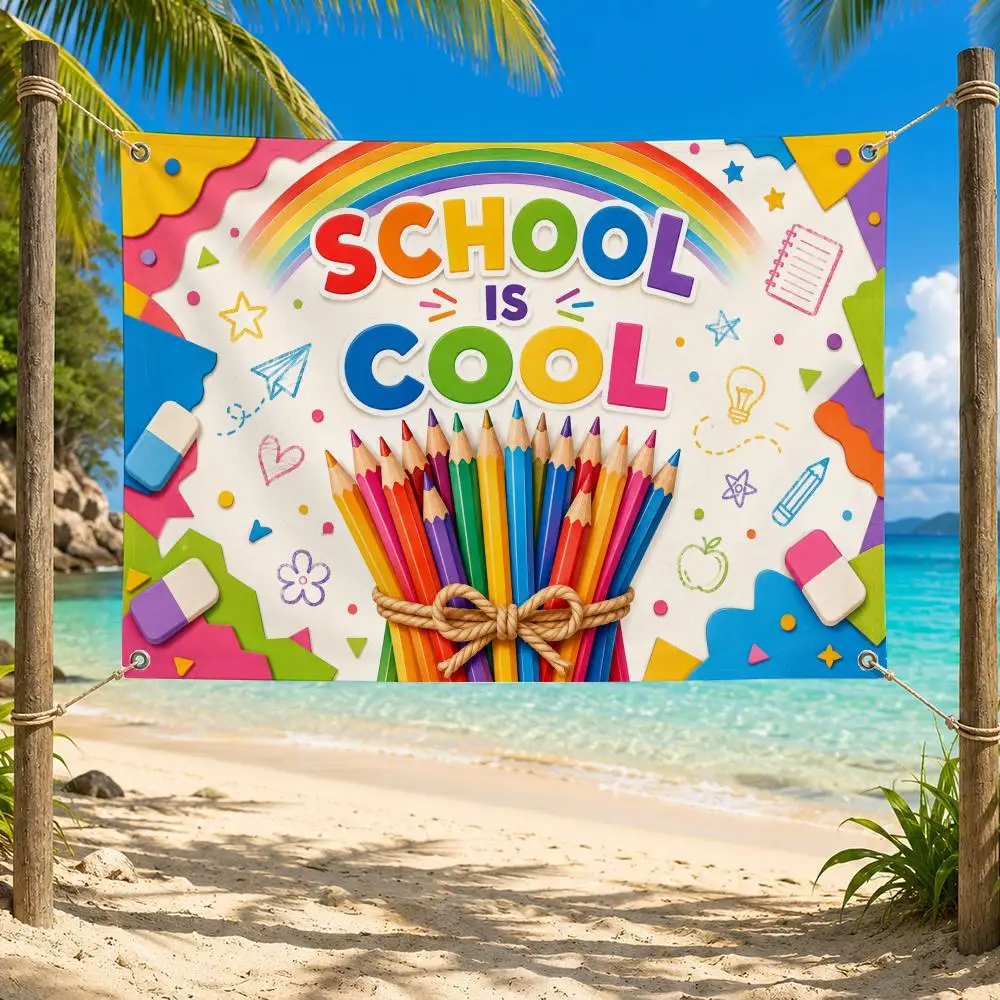 Back To School Rainbow Papercut Flags Fade Resistant Flag Washable Lightweight HD Print Indoor Outdoor All-Weather