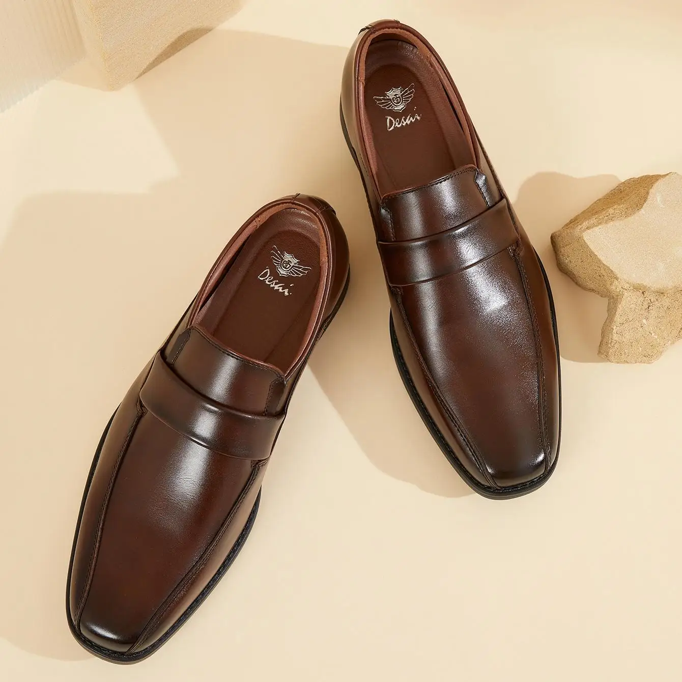 Zapatos de Cuero Desai para Hombre, Modelo Slip-on con Correa Penny, Otoño 2026, para Oficina, Negocios, Uso Diario