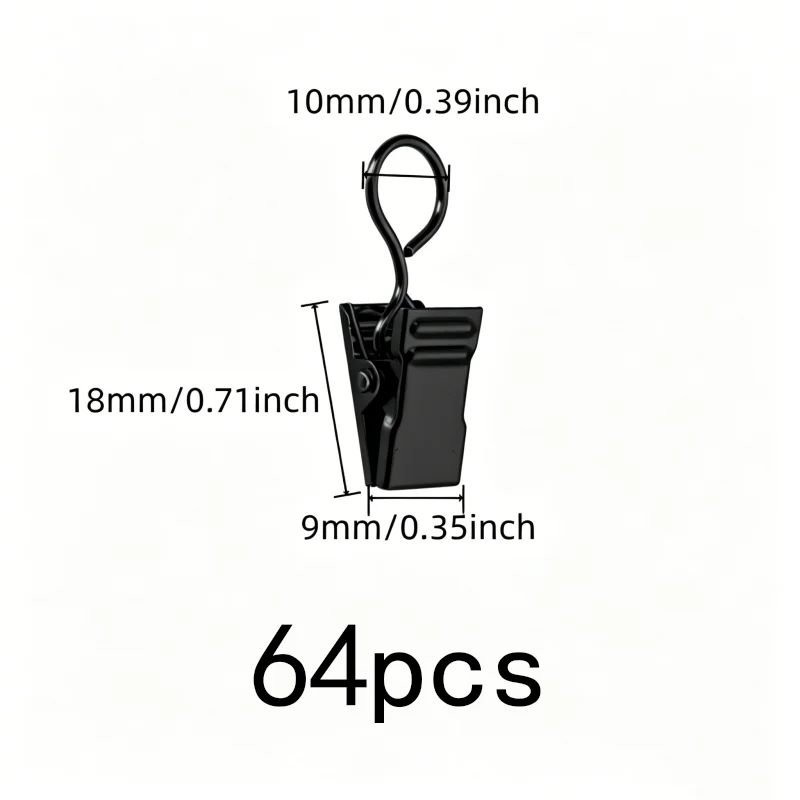 64 pcs Closed Curtain Hooks, Firm Non-Slip Hold, Bedroom Window Drapery Living Room Curtains, Silver Closed Loop Design