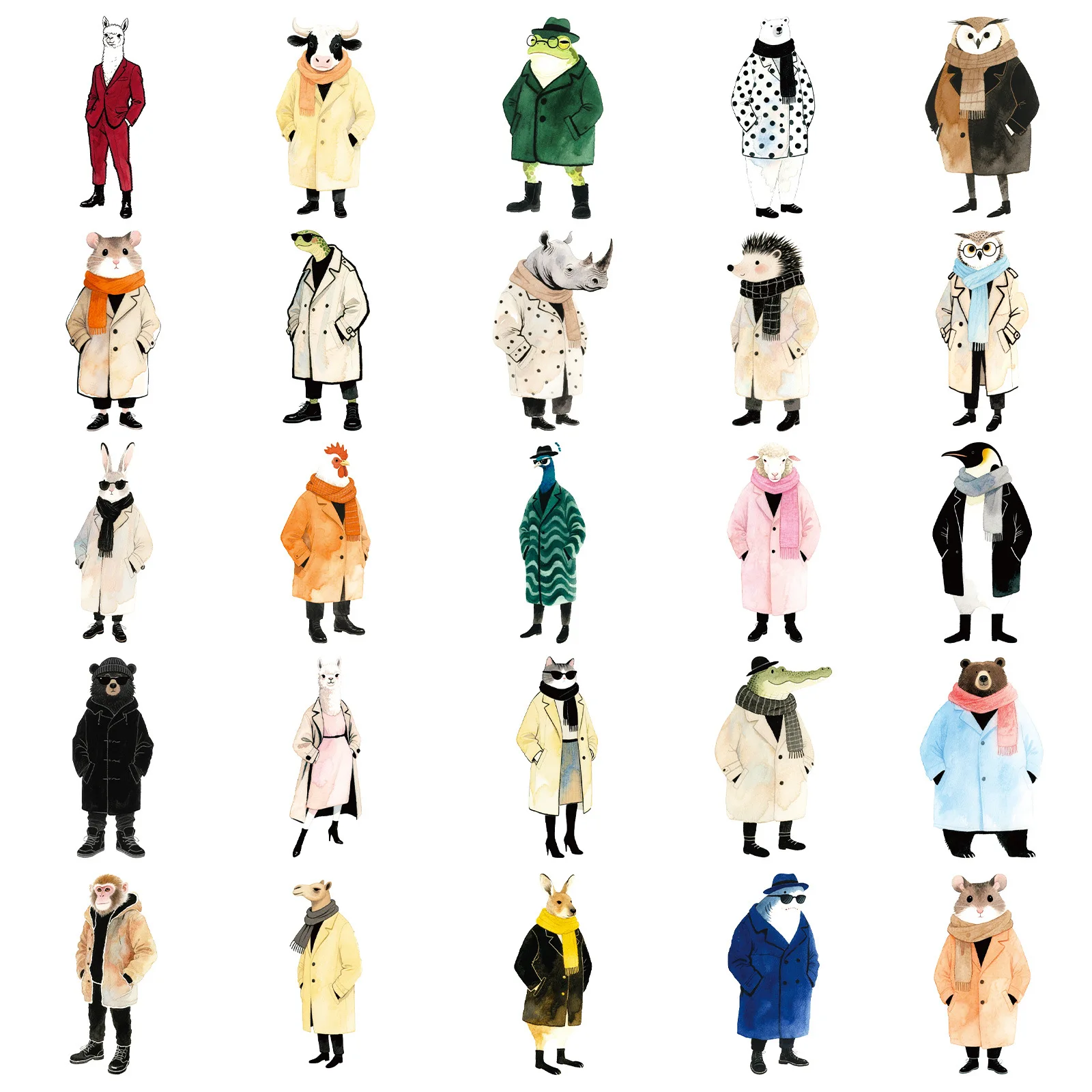 56 peças moda animal desenho animado roupas da moda pinguins crocodilo coelho decoração adesivos à prova d'água