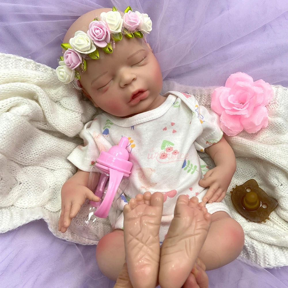 18 inch volledig siliconen reborn babypop meisje, hoge kwaliteit & veilig, kan speen gebruiken, pop als aandenken cadeau voor poppenliefhebbers