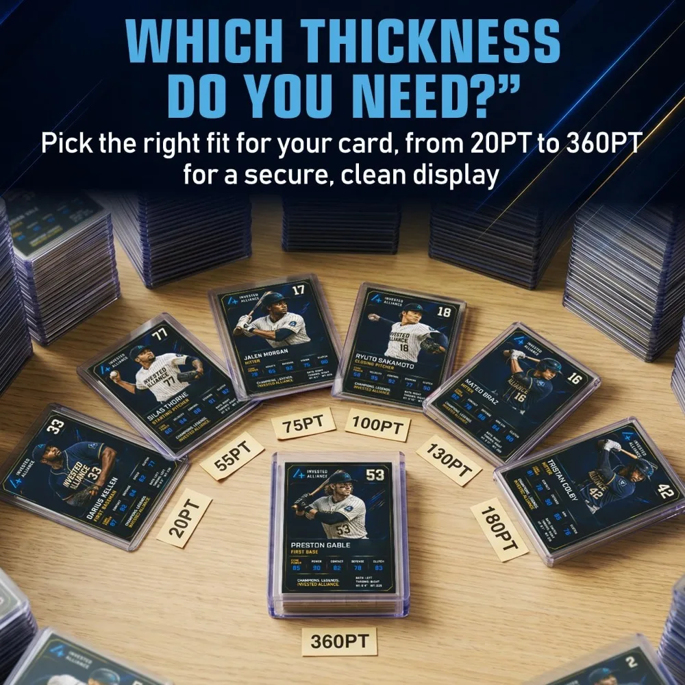 Premium Seamless 20PT-360PT Thick Top Loaders for Cards, Hard Plastic Trading Card Sleeves