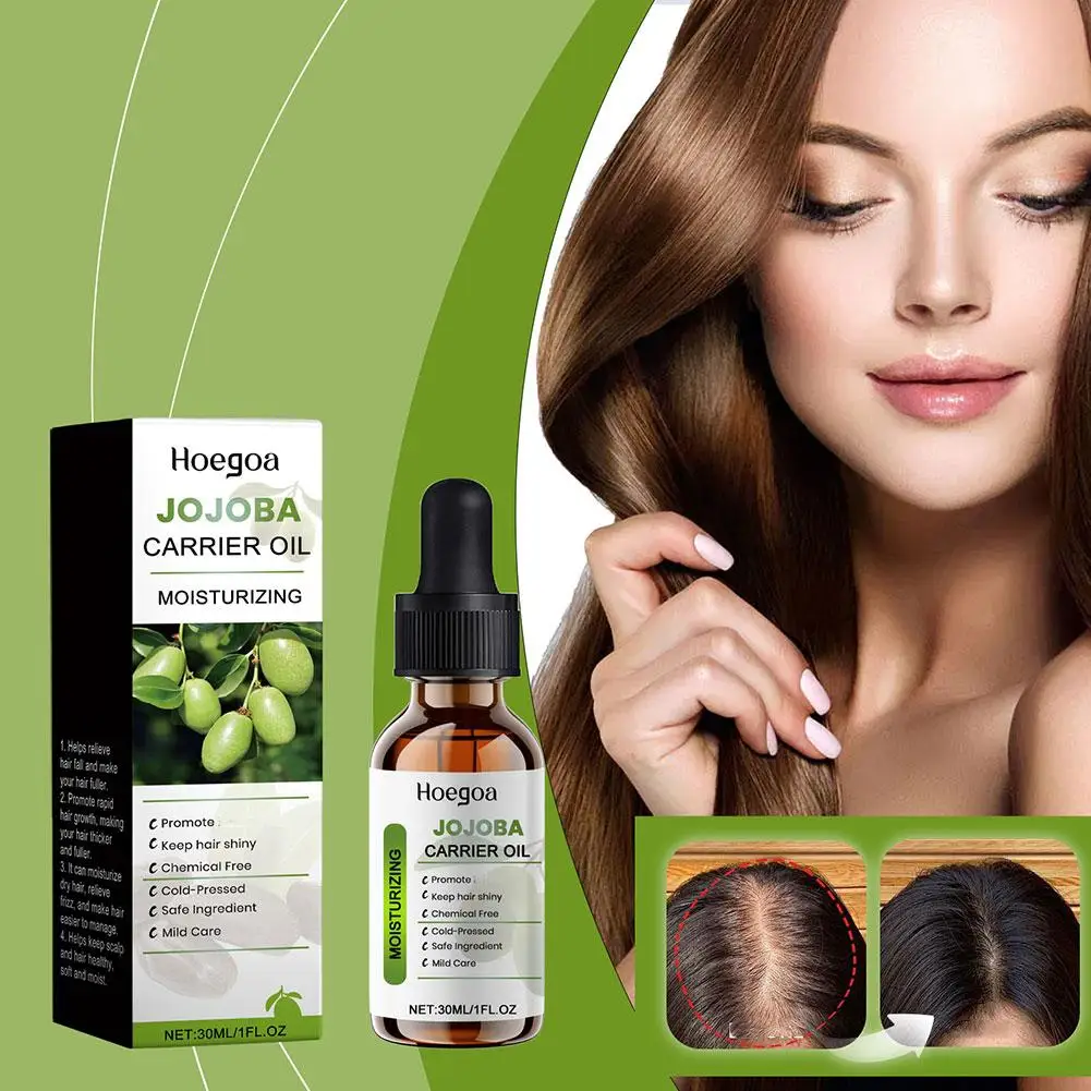 Jojoba Oil Serum do włosów Wygładzanie Zmiękczanie Naprawa Frizz Produkt Pielęgnacja Uszkodzona skóra głowy Włosy Przeciwłupieżowe 30ML Włosy U6A6