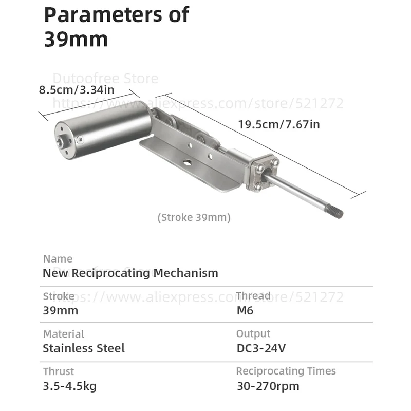 Mini Telescopic Linear Actuator Metal Push Rod Shaft DIY Tool DC24V Reciprocating Mechanism for Machinery Accessories