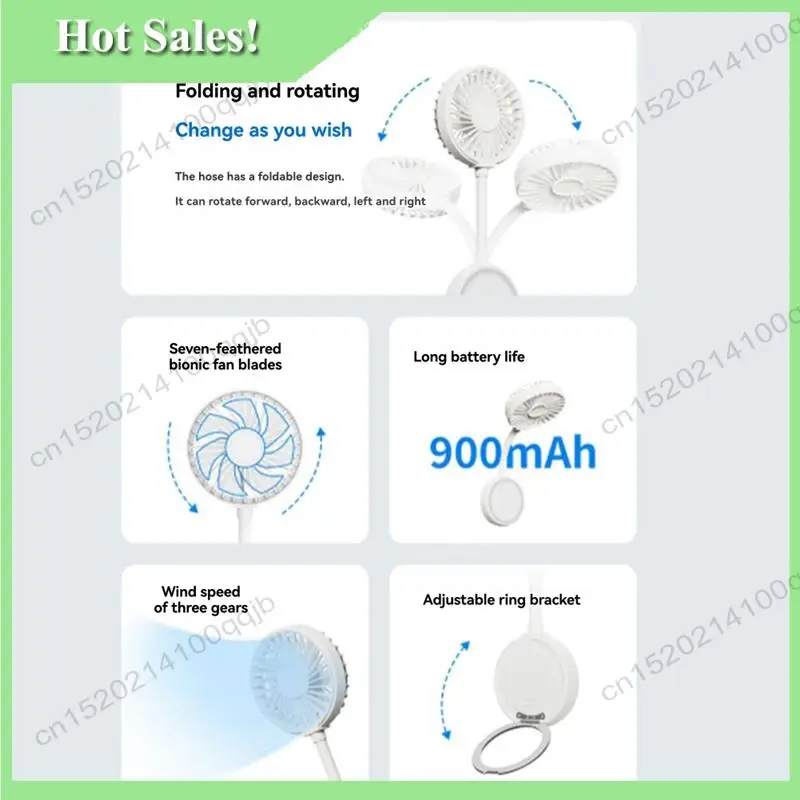 -FDDT Flexible Angle 3-Speed Magnetic USB Cell Phone Fan Handheld Mini Fan Low Noise For Home,Office School