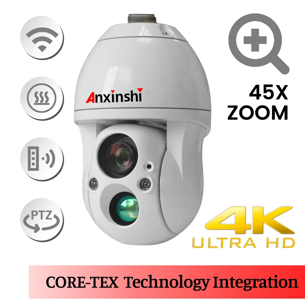 กล้องวงจรปิด Anxinshi 40X กล้องเน็ตเวิร์ค PTZ มองเห็นในเวลากลางคืน 150 เมตร 4K POE กล้อง PTZ HD IP Speed Dome
