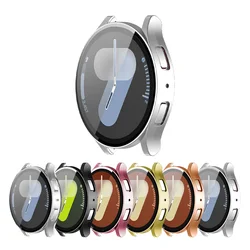 Glass+Case for Samsung Galaxy Watch 4 5 6 44mm 40mm Screen Protector Plating PC Bumper Cover Galaxy Watch Protective Accessories