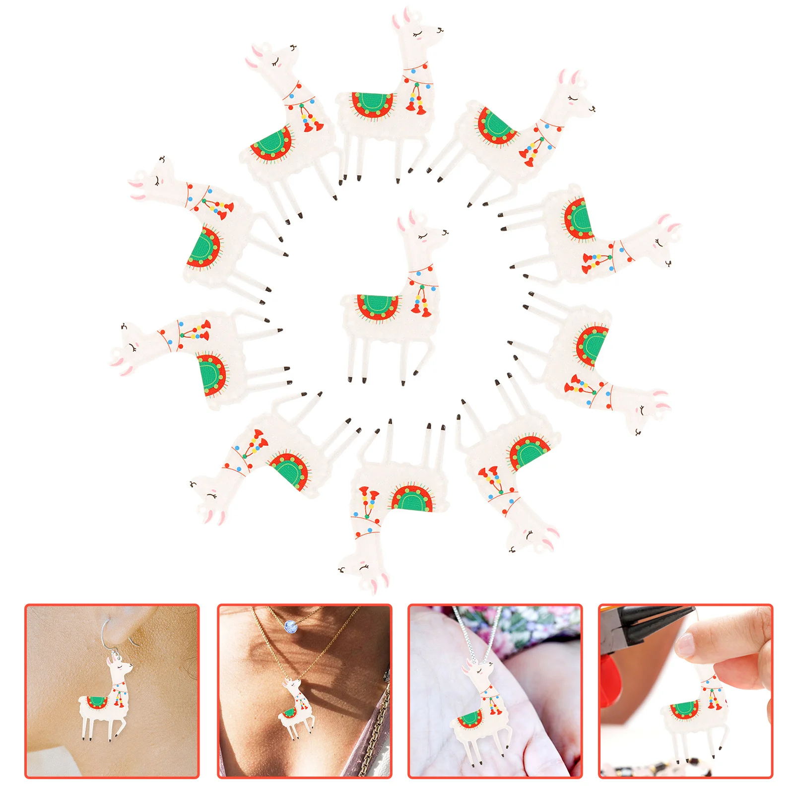 

10Pcs Acrylic Alpaca Charms DIY Jewelry Pendants for Earrings Necklaces Bracelets Handmade Creative Accessories
