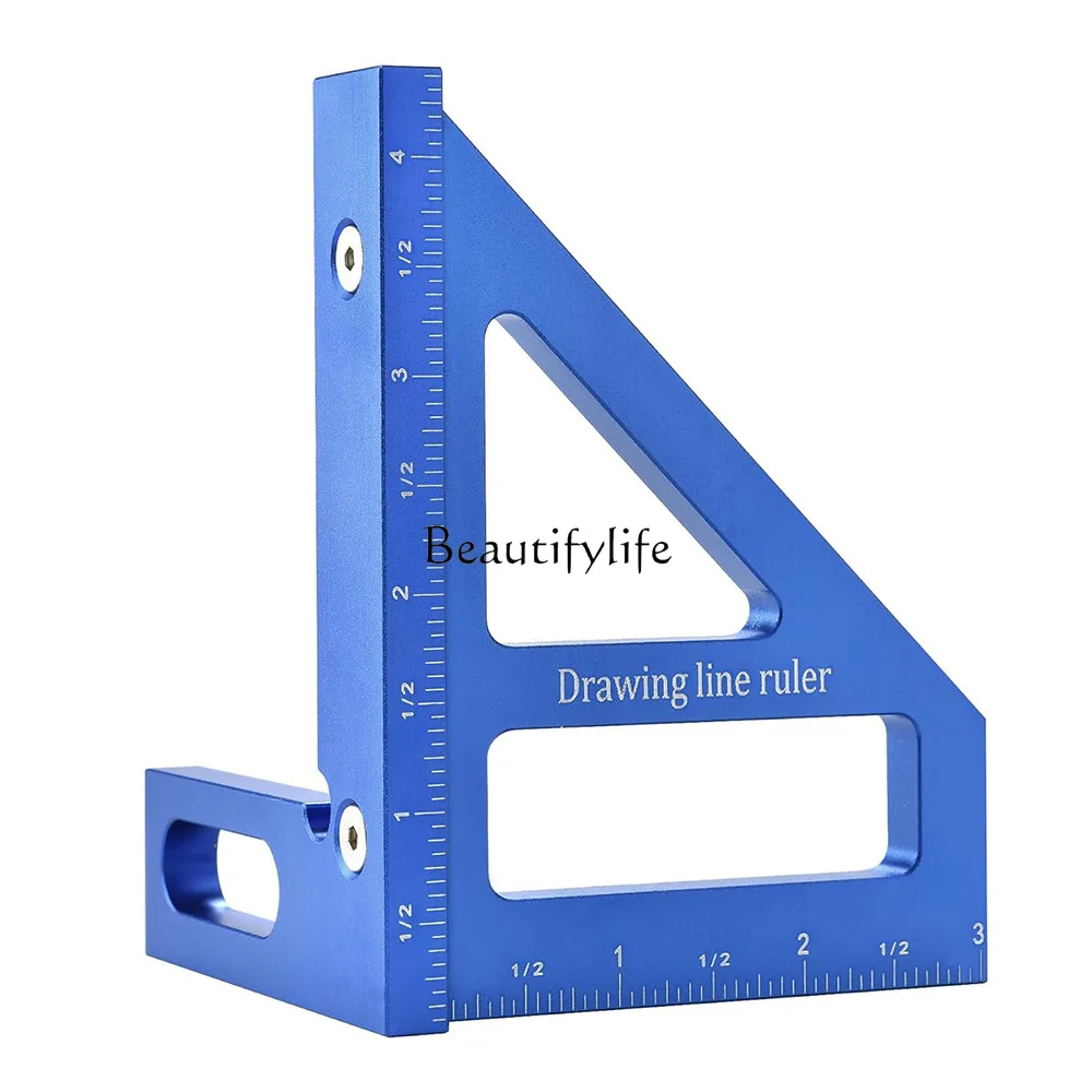 

Aluminum Alloy Woodworking Triangle Ruler Right Angle Scribing 45 ° Degree Positioner Metric Imperial Unit Right Angle Scribing