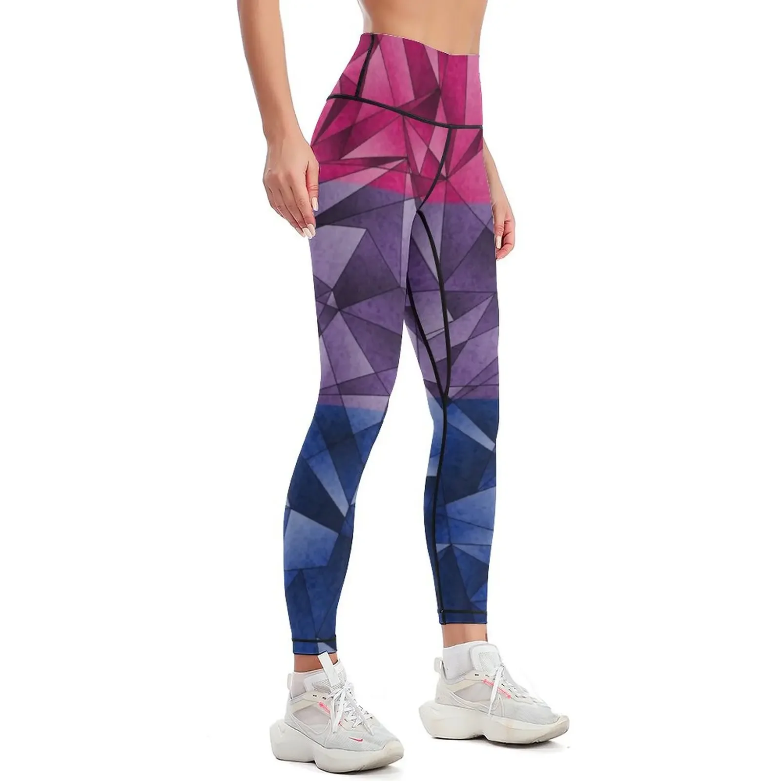 Abstract Fractal Triangles Bisexual Pride Flag Pattern Leggings gym top Fitness clothing Womens Leggings