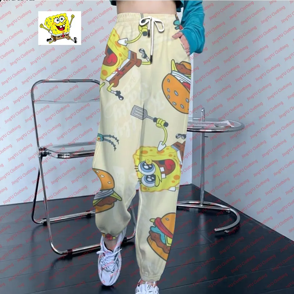 2024 Street Autumn Jogging Pants Women's Sports Pants Spongebob Pattern Pants Comfortable Basic Casual Fashion Sports Pants