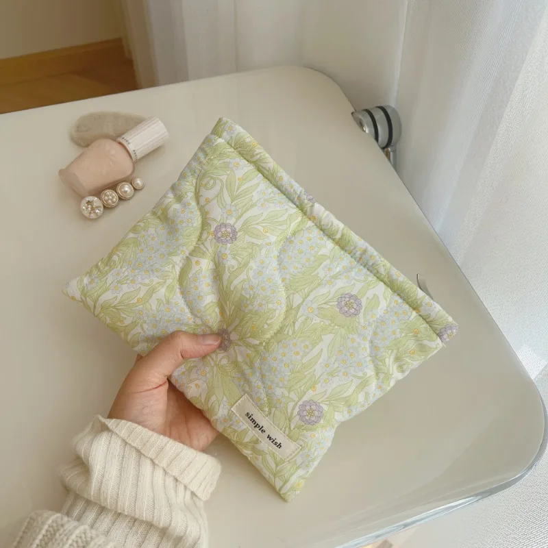 Square Flower Zipper Canvas Makeup Toiletries Organizer Bags Small Cotton Bath Washing Cosmetic Bag Mobile Phone Storage Bag