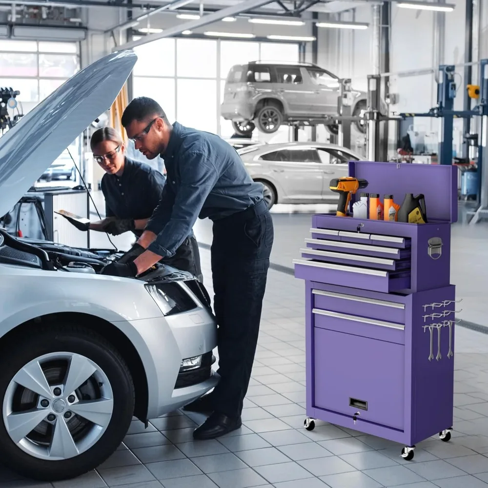 Cassapanca per attrezzi in metallo, cassapanca per attrezzi con ruote a 8 cassetti, armadietto per attrezzi con ruote, armadietto per attrezzi staccabile 2 in 1, rivestimenti e loc