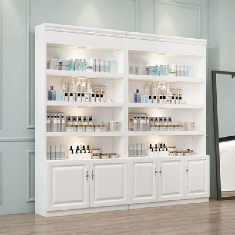 Custom. fashion modern cosmetic store MDF panel display cabinet