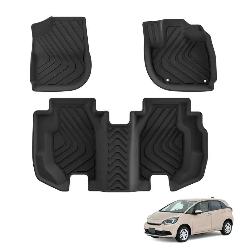 RHD Use for Honda FIT JAZZ GK GP5 2023 Fuel Version TPE 3D Car Floor Mats Foot Pad Waterproof All Weather Accessories Black