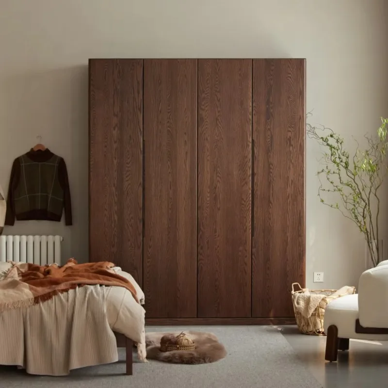 

Nordic minimalist modern style solid wood 2/3/4/5/6 door bedroom wardrobe