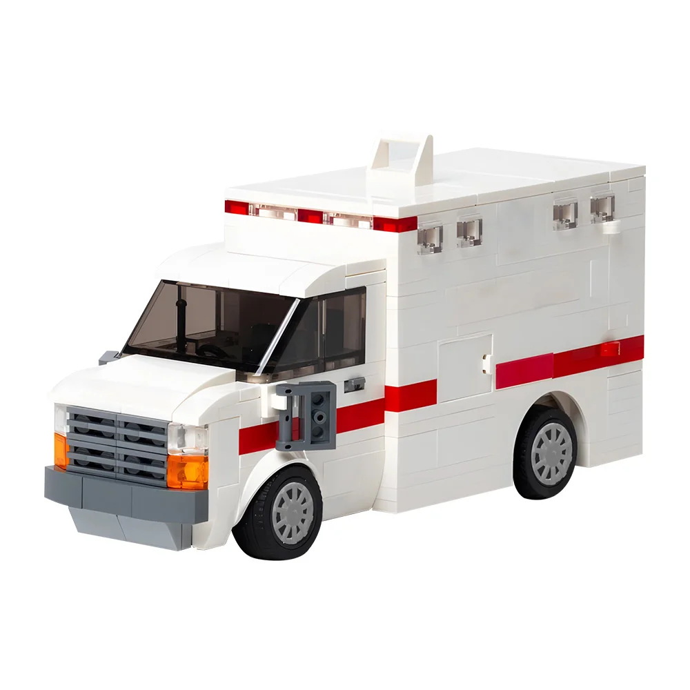 MOC Ambulance Building Blocks Model Hospital Ambulance With Full Interior Bricks Educational Assembly Toys Kids Birthday Gifts