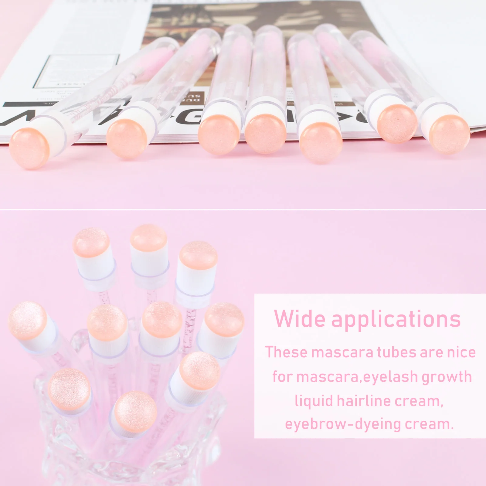 20pcs มาสคาร่าที่ว่างเปล่าชุด Spoolies เพชรแปรงมาสคาร่าแปรงขนตาแต่งหน้าเครื่องมือ Applicator แปรงขนตาหลอด