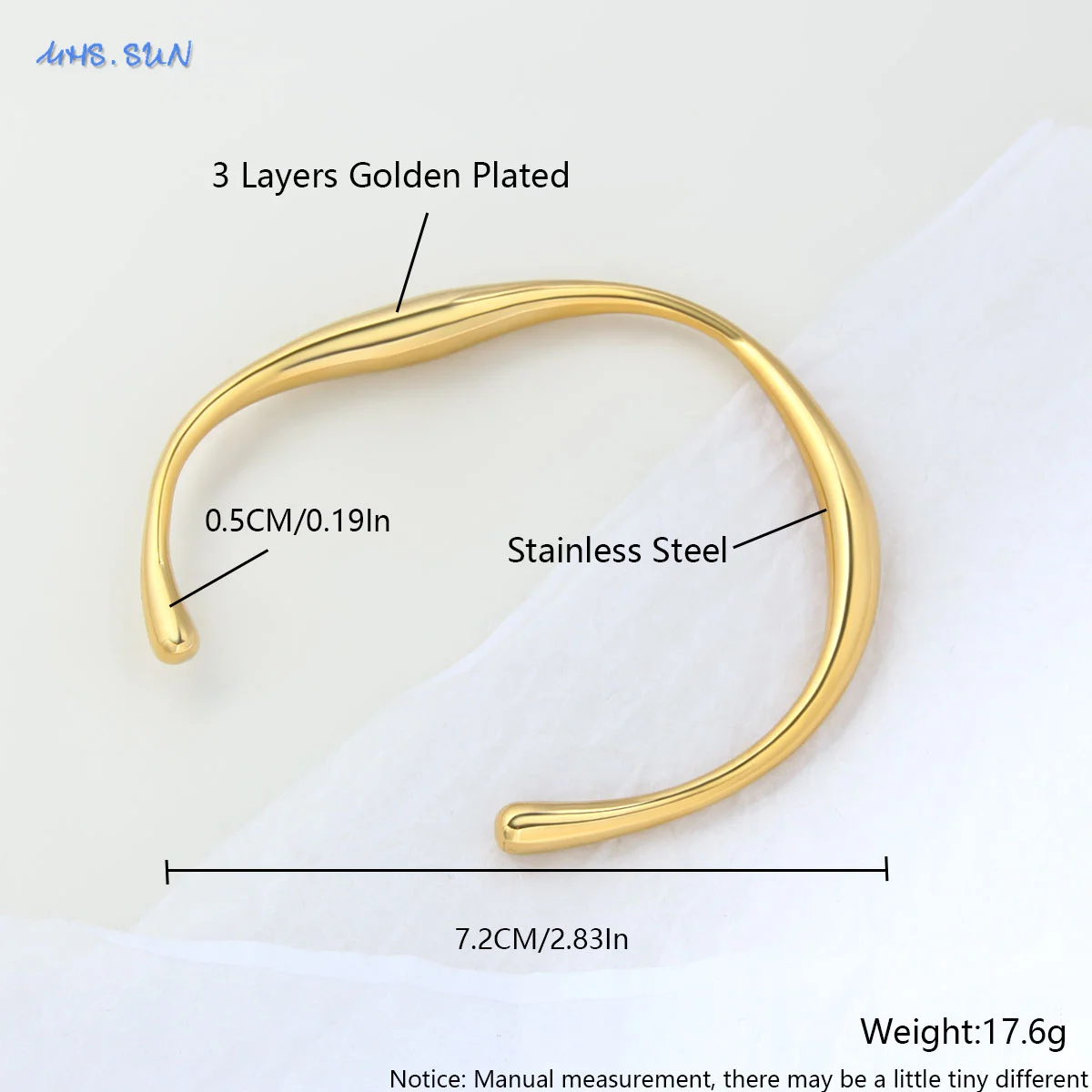 Mhs. sun einfache Kreuz Edelstahl Armreif kann Armband für Frauen Männer wasserdicht Gold Farbe tägliche Manschette Schmuck 1pc öffnen
