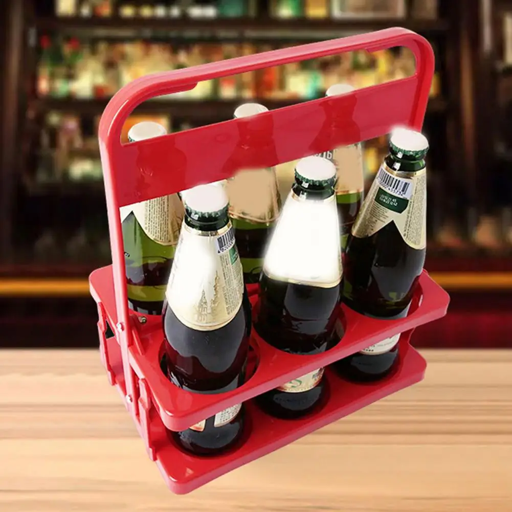 6 Pack Wine Rack Bottle Holder Portable KTV Handheld Beer Rack Bar Wine Carrier Basket Bottle Can Organizer Drink Caddy Holder