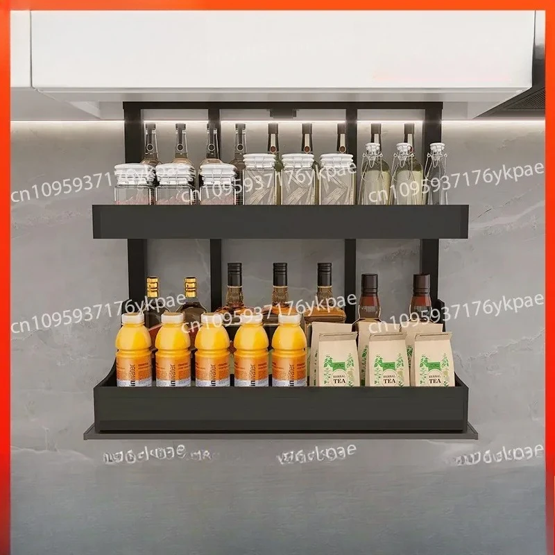 Touch Voice Control Vertical Pull-down Electric Kitchen Cabinet Intelligent Lift Basket Machine All-aluminum Hanging Cabinet