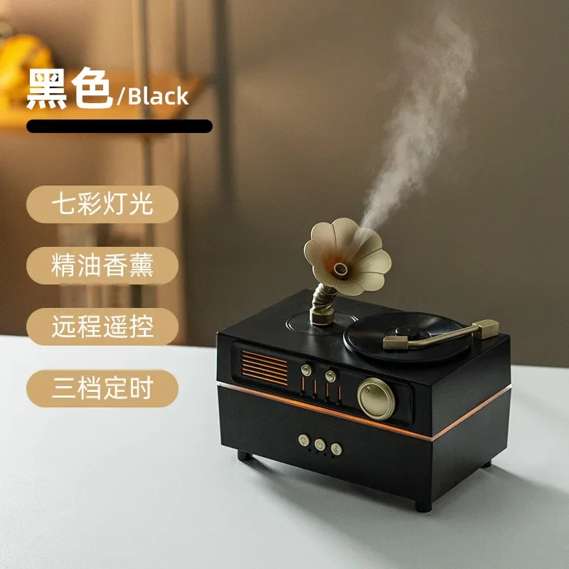 

Retro Rotating Phonograph Desktop Bluetooth Humidifier USB Ultrasonic Atomizer Dynamic Ornament Aroma Diffuser