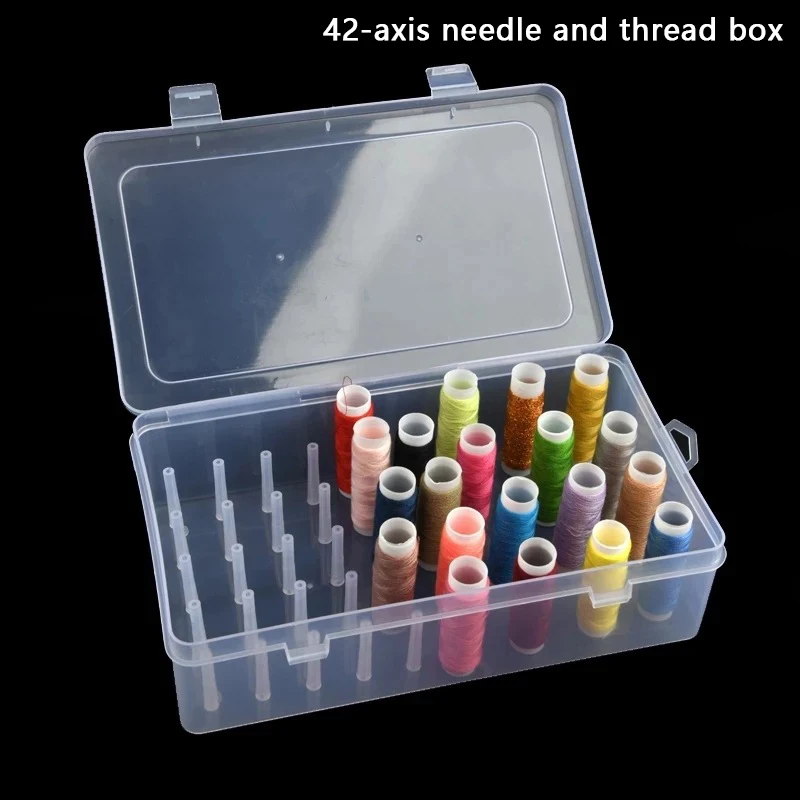 42 Shaft Sewing Thread Box Bobbin Storage Box Transparent Needle Thread Box Storage Box Home DIY Sewing Accessories