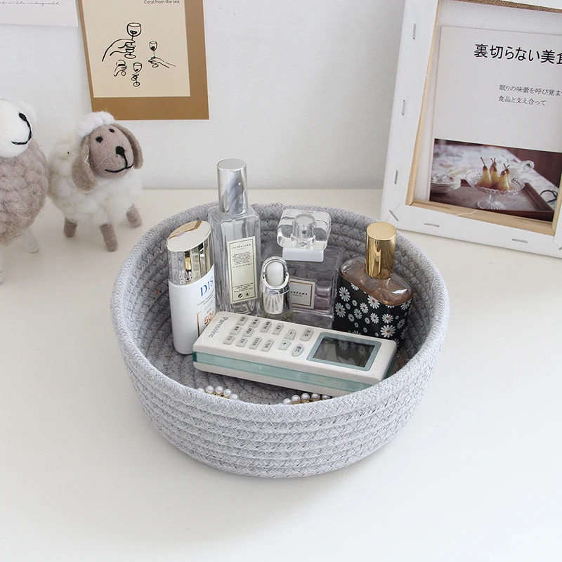 INS Nordic Cotton Rope Storage Baskets Woven Desktop Sundries Kids Toys Organizer Box Baby Dirty Clothes Laundry Basket Hamper