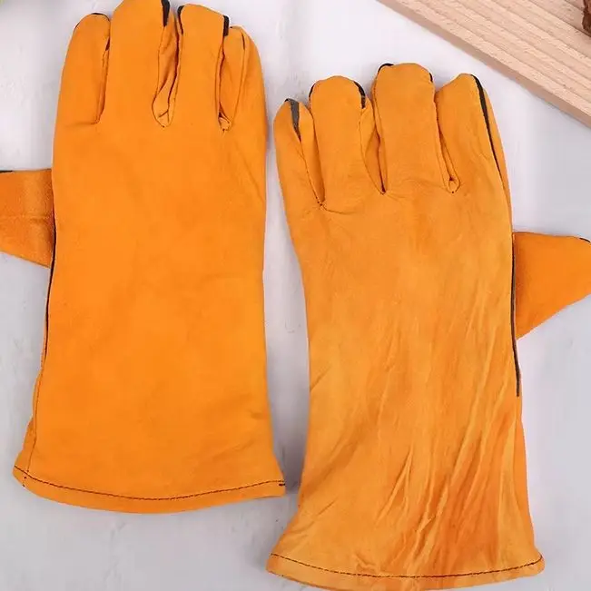 

Жаростойкие огнестойкие сварочные рабочие перчатки из воловьей кожи, защита для сварки металла, желтые перчатки, паяльные сварочные перчатки, инструменты