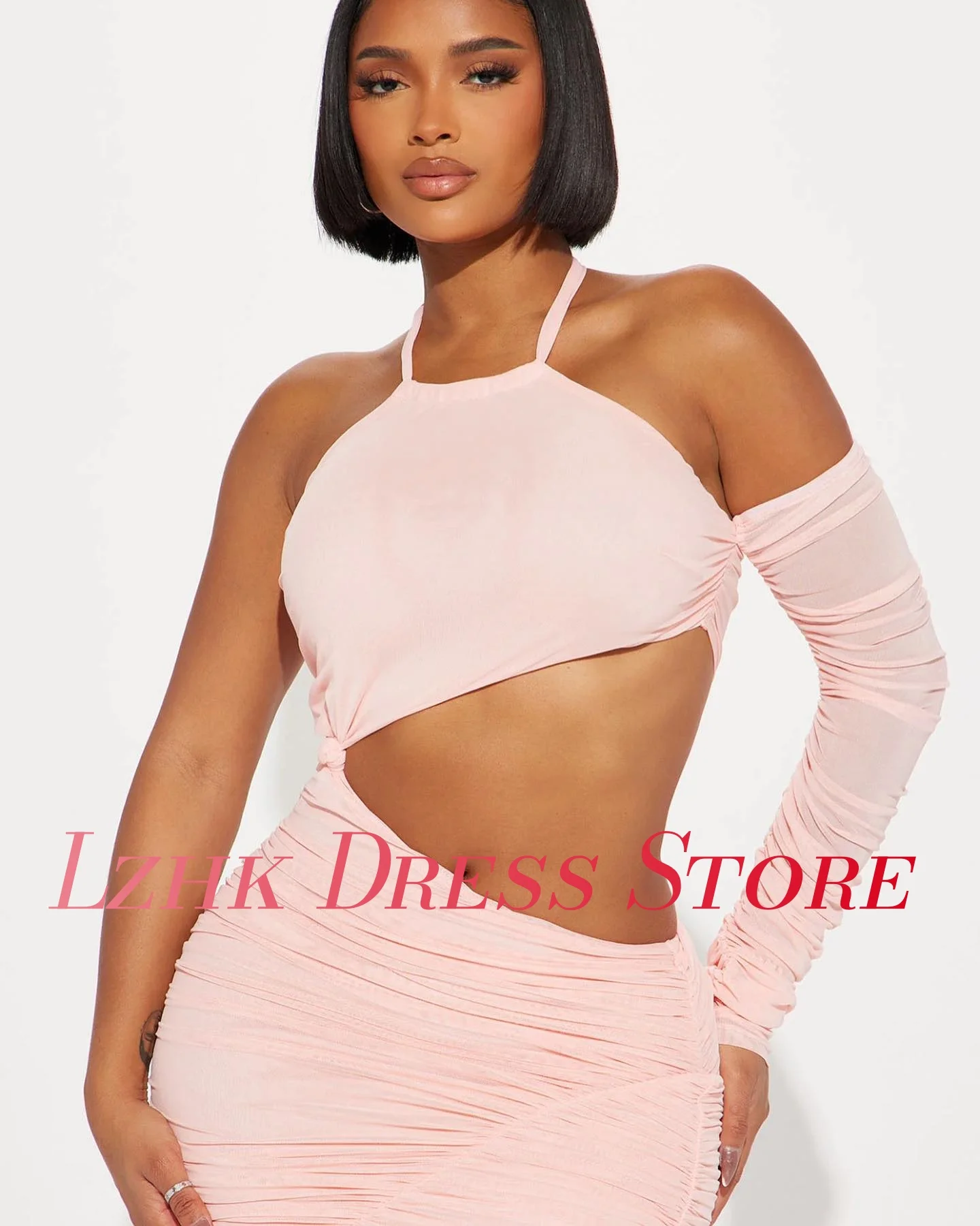 Vestido de noite reto de camisa sexy personalizado de alta qualidade sem mangas com halter na altura do tornozelo فستانmavera