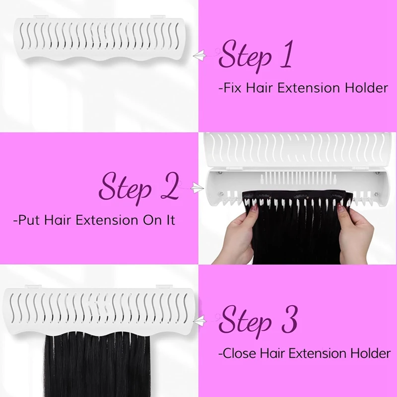 Abkp-suporte de extensão de cabelo para estilo, 4 modos de instalação com ferramenta, suporte de extensão de cabelo projetado para lavar