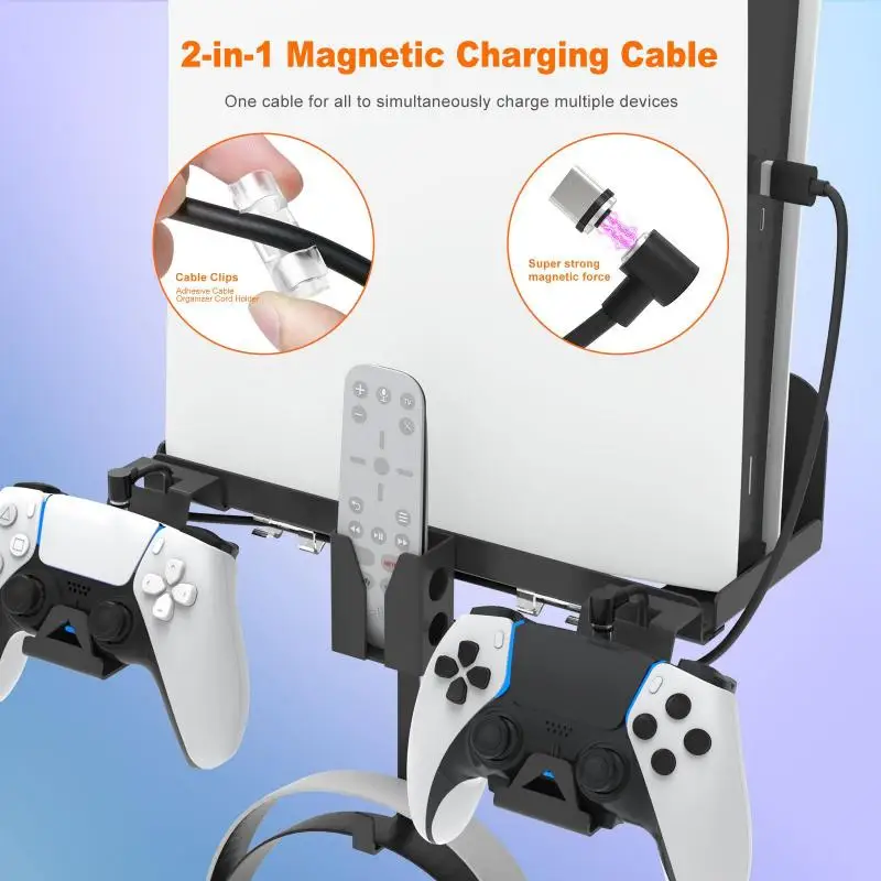 Uchwyt do przechowywania do montażu na PS5, oszczędzający miejsce uchwyt na Gamepad do Playstation 5, akcesoria do konsoli do gier PS/zestawu słuchawkowego