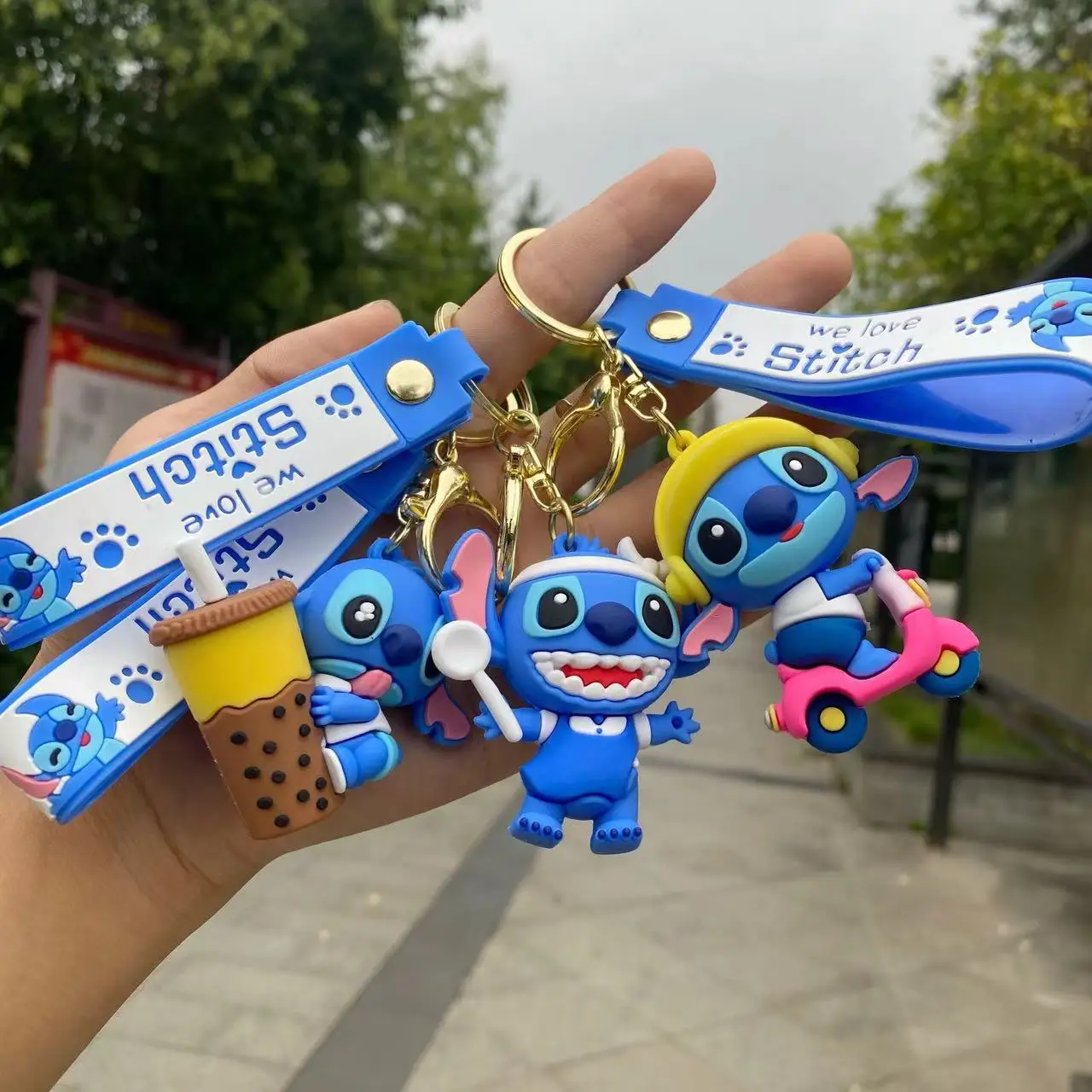 Kawaii Disney Stitch Keychain Anime Cartoon Car Bag Pendant Keyholder Creative Doll Charms Jewelry Accessories For Kids Couples